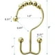 thumbnail image 3 of Anillos dorados para ganchos de cortina de ducha, anillos de ganchos de ducha de doble deslizamiento de metal resistente a la oxidación para barras de cortinas de ducha de baño, juego de 12 ganchos, 3 of 6