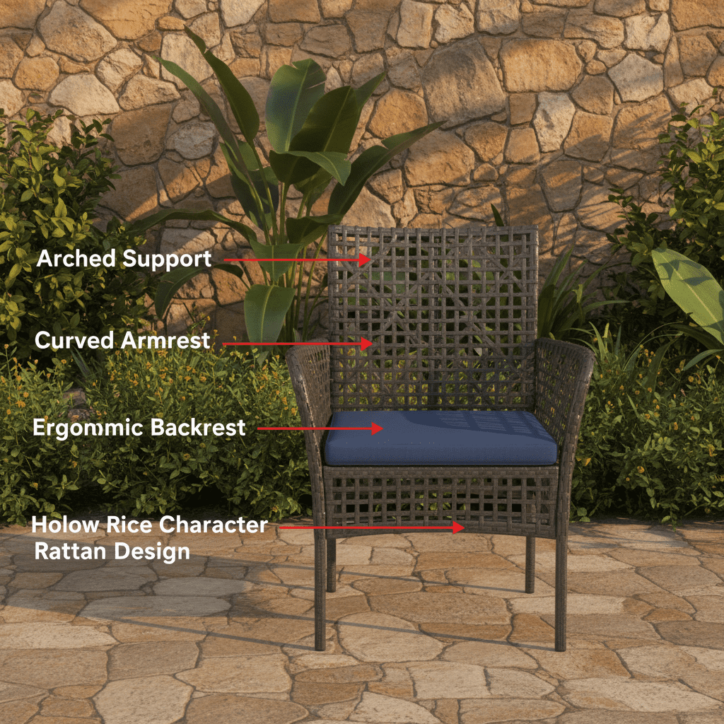 Segmart Patio Conversation Furniture Set,4-Piece PE Rattan Patio Furniture Set, Outdoor Conversation Set with Tempered Glass Table & Soft Cushions, All-Weather Blue Wicker Seating Group for Garden