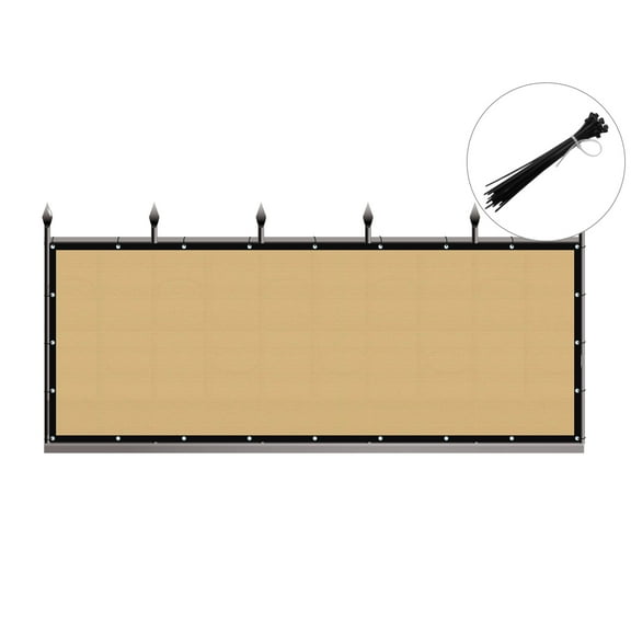 Privacy Fence Screen Heavy-Duty 90% Blockage Shade Cover Fencing Net for Wall Garden Gazebo Backyard, 4 x 25 ft., Beige
