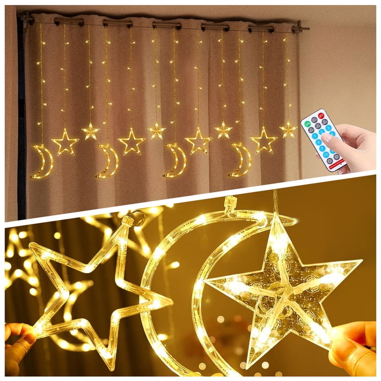 Rirool 138LED Solar String Lights, Star & Moon Design photo 5