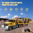 thumbnail image 2 of RC Semi Truck with Trailer, 1:24 Semi-Trailer Engineering Tractor with Road Roller Toys, 2.4GRemote Control Flatbed Truck with with LED Lights & Music, Construction Vehicles Toy for Boys, 2 of 6