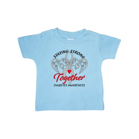 

Inktastic Diabetes Awareness Gray Ribbon Red Heart Gift Baby Boy or Baby Girl T-Shirt