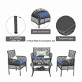 thumbnail image 5 of Segmart Patio Conversation Furniture Set,4-Piece PE Rattan Patio Furniture Set, Outdoor Conversation Set with Tempered Glass Table & Soft Cushions, All-Weather Blue Wicker Seating Group for Garden, 5 of 7