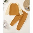 thumbnail image 3 of 3T Baby Boys Outfits 4T Boys Fall Winter Clothes Toddler Boys Long Sleeve Color-blocked Top Pants 2PCS Set Khaki, 3 of 8