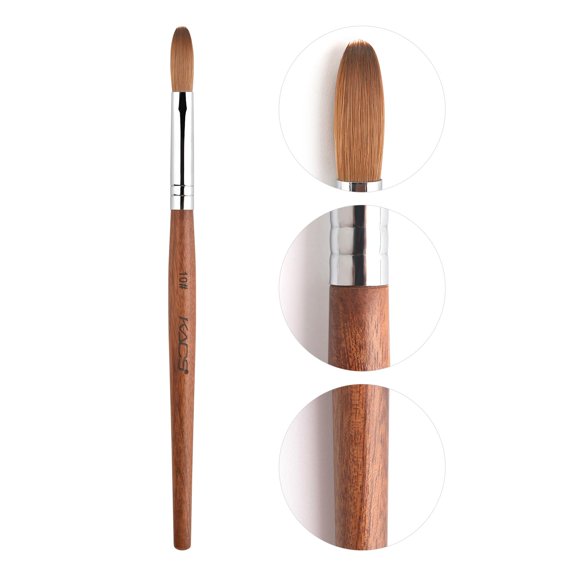 Rolabling Cepillo de uñas Kolinsky Sable Acrílico Nail Art Brush Profesional Rojo Cepillo de uñas de madera (10#)