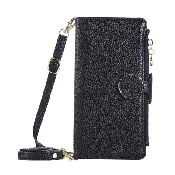 Case for iPhone 17 Pro Max/17 Pro/17 Air/17, Zipper Wallet Cover with Shoulder Strap Shell