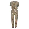thumbnail image 4 of SnZhen Two Piece Sets for Women Summer Women's Fashionable Printed Short Sleeved Round Neck Drawstring Top With Pants Set, 4 of 4