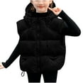 thumbnail image 2 of NAISIBABY Girls Winter Vest Jacket, Drawstring Hooded Thermal Lined Windproof Puffer Outerwear with Pockets Black 13T, 2 of 7