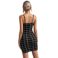 thumbnail image 5 of Douhoow Women Plaid Dress Slit Spaghetti Strap Backless Bodycon Dress Summer Mini Club Dress, 5 of 6