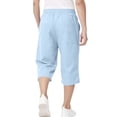thumbnail image 6 of OYXSER Boys 3/4 Linen Capri Pants Drawstring Elastic Waist Summer Beach Shorts Pockets, Sky Blue 4-5Y, 6 of 6