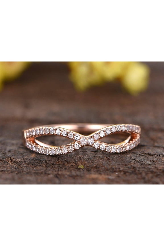 Moissanite Diamond Wedding Band Curved Infinity Loop 0.50 Carat Real Moissanite Diamonds With 18K Gold Plating