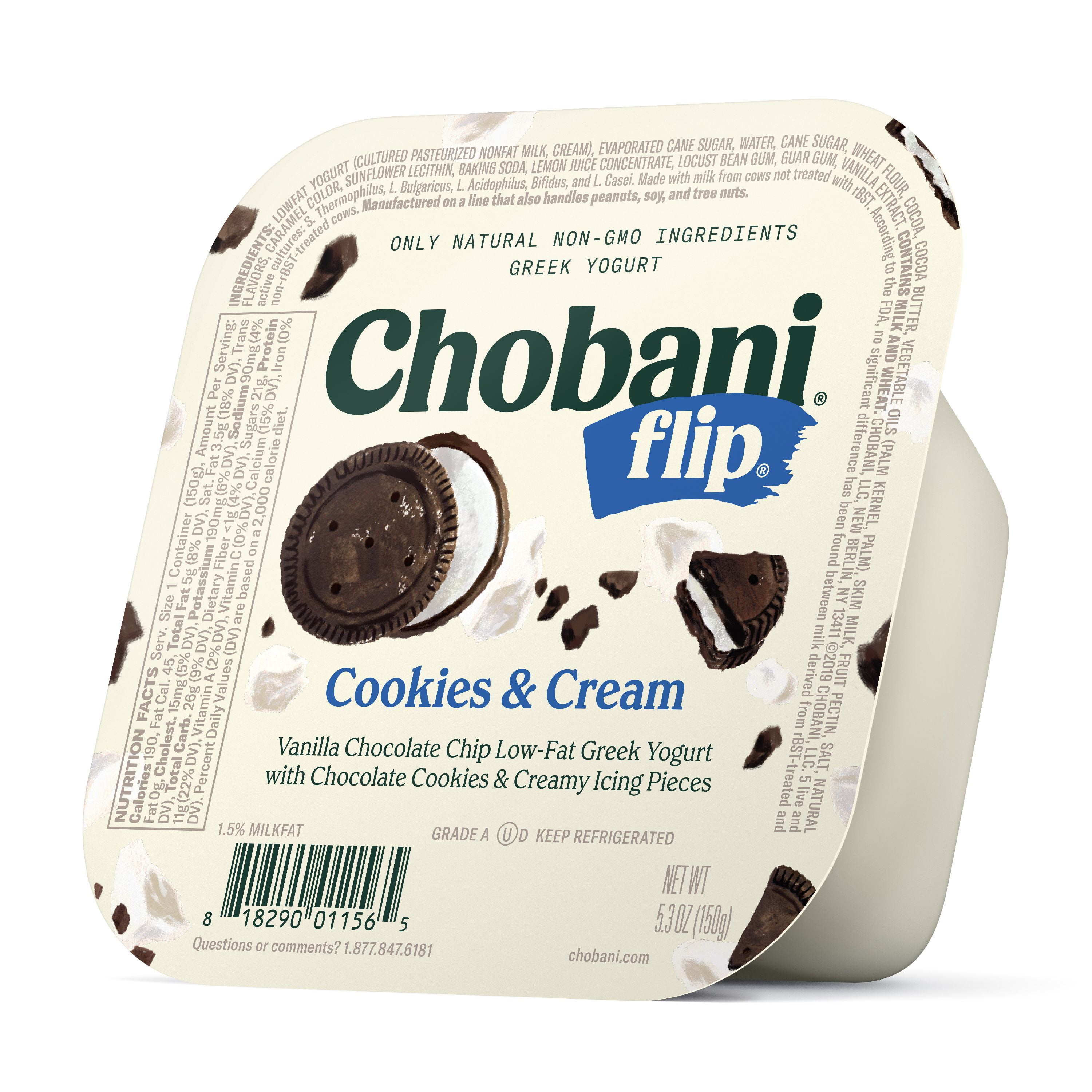 Chobani Flip Low-Fat Greek Yogurt, Cookies and Cream 5.3 oz