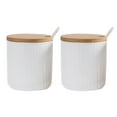 thumbnail image 1 of Porcelain Sugar Bowl with Wooden Lid & Porcelain Spoon - Retro Design for Coffee Bar & Home Kitchen, 1 of 5