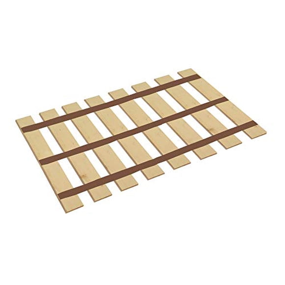 Lattes de Lit en Bois Pleine Grandeur - Découpées à la Largeur de Lit Personnalisée de Votre Choix avec Trois Sangles Épaisses Brunes Robustes - Aidez à Soutenir Votre Sommier et Votre Matelas (55 de Large)