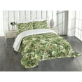 thumbnail image 3 of Ambesonne Frog Quilted Bedspread Set 3 Pcs, Skull Camouflage Design, King Size, Sage Pine Green, 3 of 5