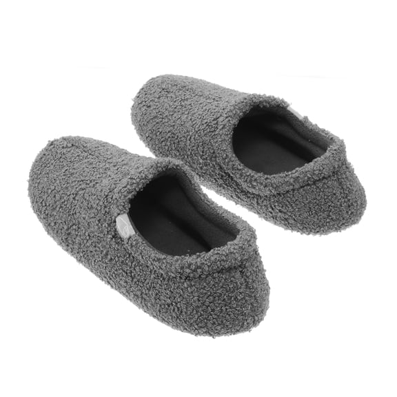 LOLIPPYY 1 Pair Comfortable Fleece Loafers With Closed Toe For Indoor Use Grey