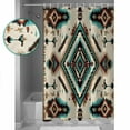 thumbnail image 3 of Red Teal Brown Shower Curtains for Bathroom Waterproof Fabric Bath Curtains Decor Bath Tub Curtain Southwestern Ethnic Geometric Boho Decorative Shower Curtain Sets with 12 Hooks, 72x72 Inch, 3 of 6