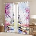 thumbnail image 2 of Homewish Paris Eiffel Tower Black Out Curtains for Teen, Pink Cherry Blossoms Curtains Pack of 2 (42x63 Each), Chic Watercolor Bedroom Curtains, Black Out Curtains Decor, 2 of 6