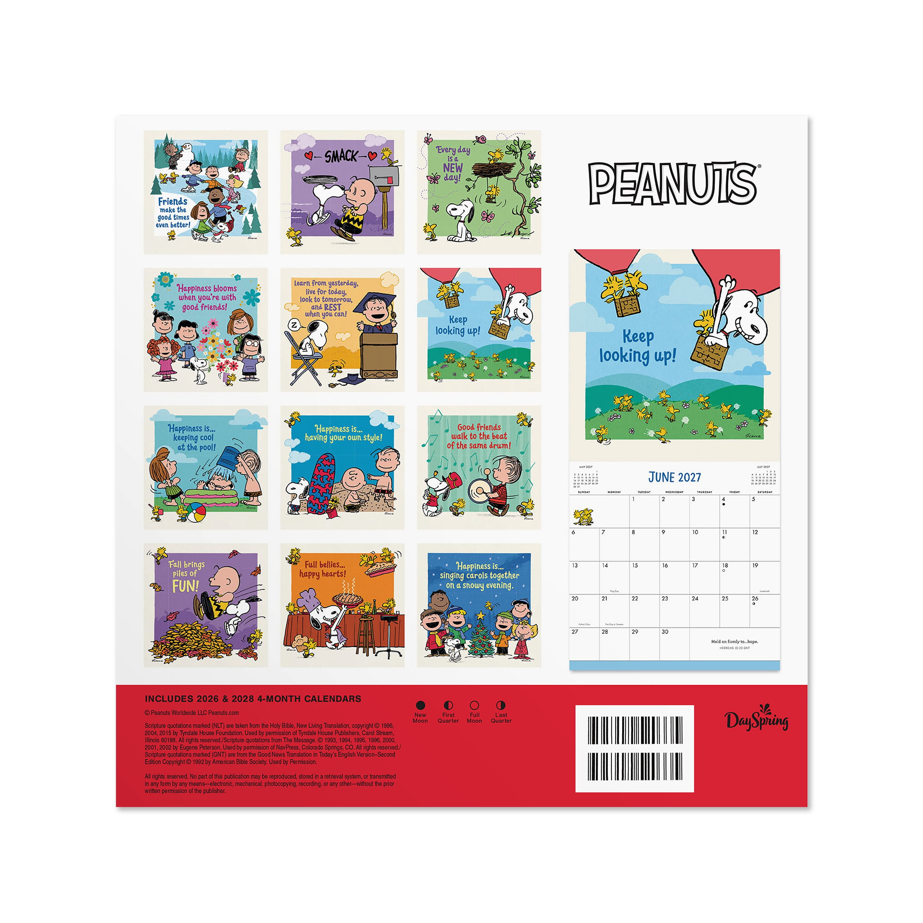 2027 Peanuts Inspirational Hanging Wall Calendar 12x12 January-December Gridded