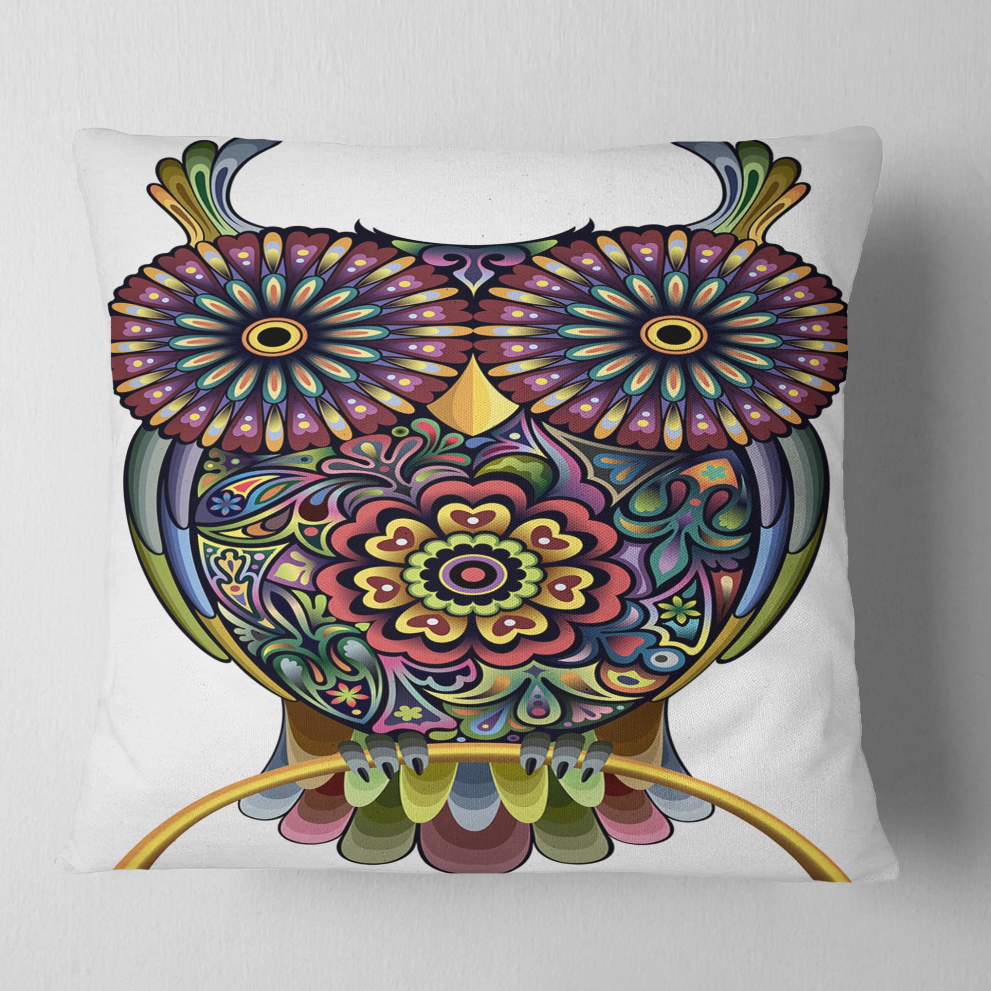 Designart Funny Owl - Animal Throw Pillow - 16x16