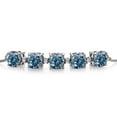 thumbnail image 2 of Gem Stone King 925 Sterling Silver Persian Blue Moissanite and White Lab Grown Diamond Tennis Bracelet for Women (5.06 Cttw, Cushion 6MM, Gemstone Birthstone, Fully Adjustable up to 9 inch), 2 of 4