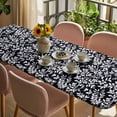 thumbnail image 3 of Black Spring Floral Table Cloths for 8 Foot Rectangle Tables, Farmhouse Flowers Elegant Pastoral Patio Waterproof Elastic Fitted Tablecloths, Washable Rectangular Table Cover for Camping, 3 of 8