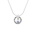 thumbnail image 2 of Delight Jewelry Silvertone Blue Baby Safety Pin Silver-tone You Mean the World to Me Ring Necklace, 18", 2 of 4