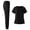 09# Black, variant on Women's Scrub Top with Classic V-Neck & Yoga Jogger Pants Medical Nursing Uniform Set Black XL
