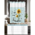thumbnail image 6 of No Hook Cloth Fabric Shower Curtain with Snap in Liner, Sunflower Waterproof Shower Curtains Set with See Through Top Window, Teal Green Check You Are My Sunshine Bee Bath Curtains Shower 66"x72", 6 of 6