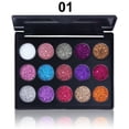 thumbnail image 2 of 15 Color Pressed Glitter Eyeshadow Palette - Shimmer Makeup Palette Eye Shadow Powder Long Lasting Waterproof, 2 of 3