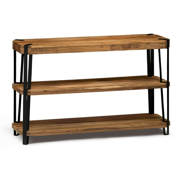 Ryegate Natural Live Edge Solid Wood, Metal Media Console Table