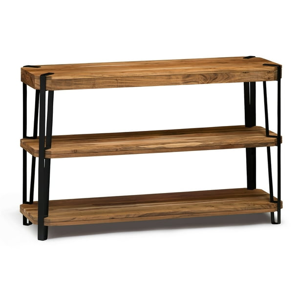 Ryegate Natural Live Edge Solid Wood With Metal Media Console Table Com Ryegate Natural Live Edge Solid Wood, Metal Media Console Table