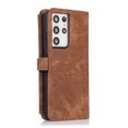 thumbnail image 3 of Compatible with Samsung Galaxy S21 Ultra Wallet Case, Premium PU Leather Zipper Flip Folio Wallet with Detachable Long and Short Strap Magnetic Protective Case for Samsung Galaxy S21 Ultra, Brown, 3 of 11