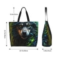 thumbnail image 5 of Pofeuu Realistic Style Colorful Wolf A Print Reusable Grocery Bags - Washable, Foldable, Packable Tote, Large Handles, Heavy Duty, Zippered Top Pouch, 5 of 8
