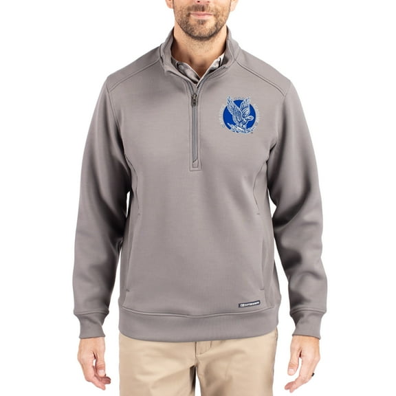 Men's-Cutter & Buck  Gray Air Force Falcons Roam Eco Recycled Quarter-Zip Pullover