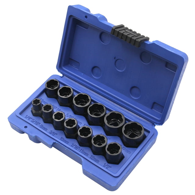 Yeacher 13PCS Impact Bolt & Nut Remover Set Bolt Extractor Removal Tool Set with Storage Box