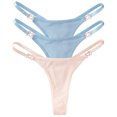 thumbnail image 3 of Tanga Sexy de algodón para mujer, bragas de cintura baja, ropa interior lisa a rayas, lencería íntima cómoda, 3 piezas, 3 of 5