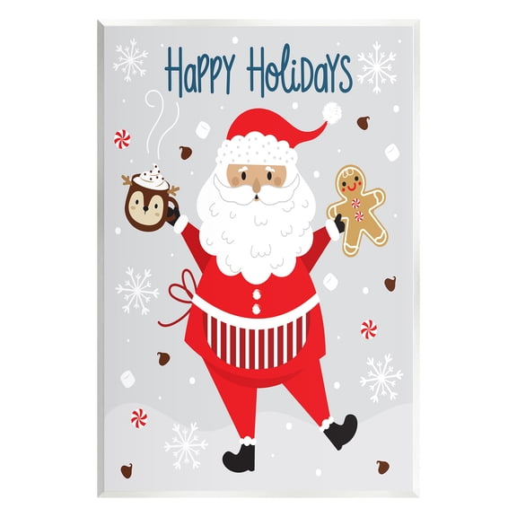 Stupell Industries Santa with Cocoa & Cookie Holiday Painting Unframed Art Print Wall Art, 10 x 15