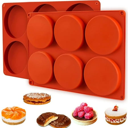 

Lieonvis 2 Pcs Silicone Muffin Top Pans for Baking Large Silicone Molds for Baking 6-Cavity Round Silicone Baking Mold for Egg Cloud Bread Bun English Muffins Sandwiches Bakeware Mold