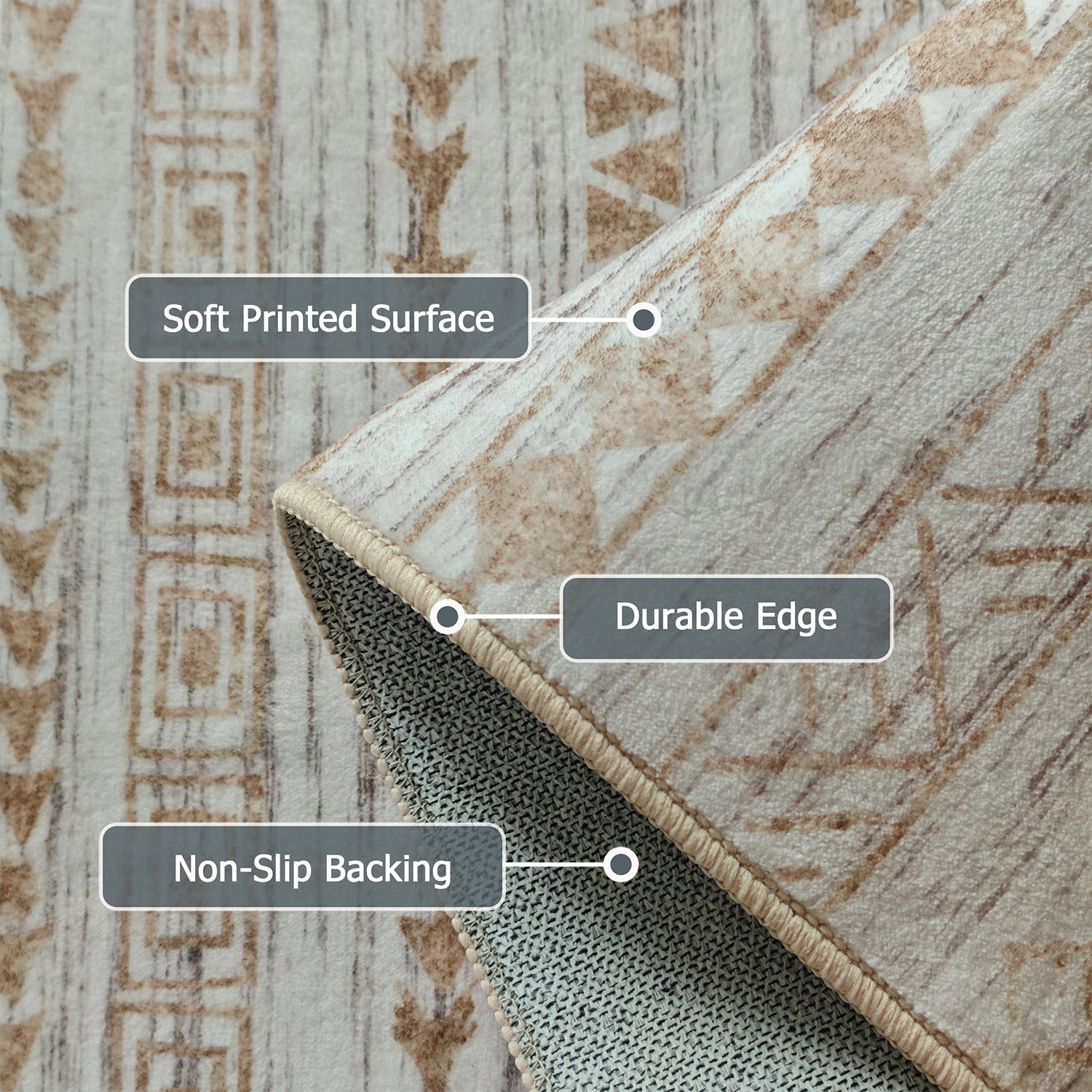 Boho 2'x6' Washable Hallways Rug, 2x6FT Runner Rug with Rubber Backed, Vintage Runners for Laundry Non Slip Carpet Khaki Lightweight Door Mat Indoor Entrance