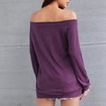 thumbnail image 4 of YYDGH Women Long Sleeve Off Shoulder Tops Casual Loose Fit Pullover Shirts Solid Color Sweatshirt Purple XXL, 4 of 5