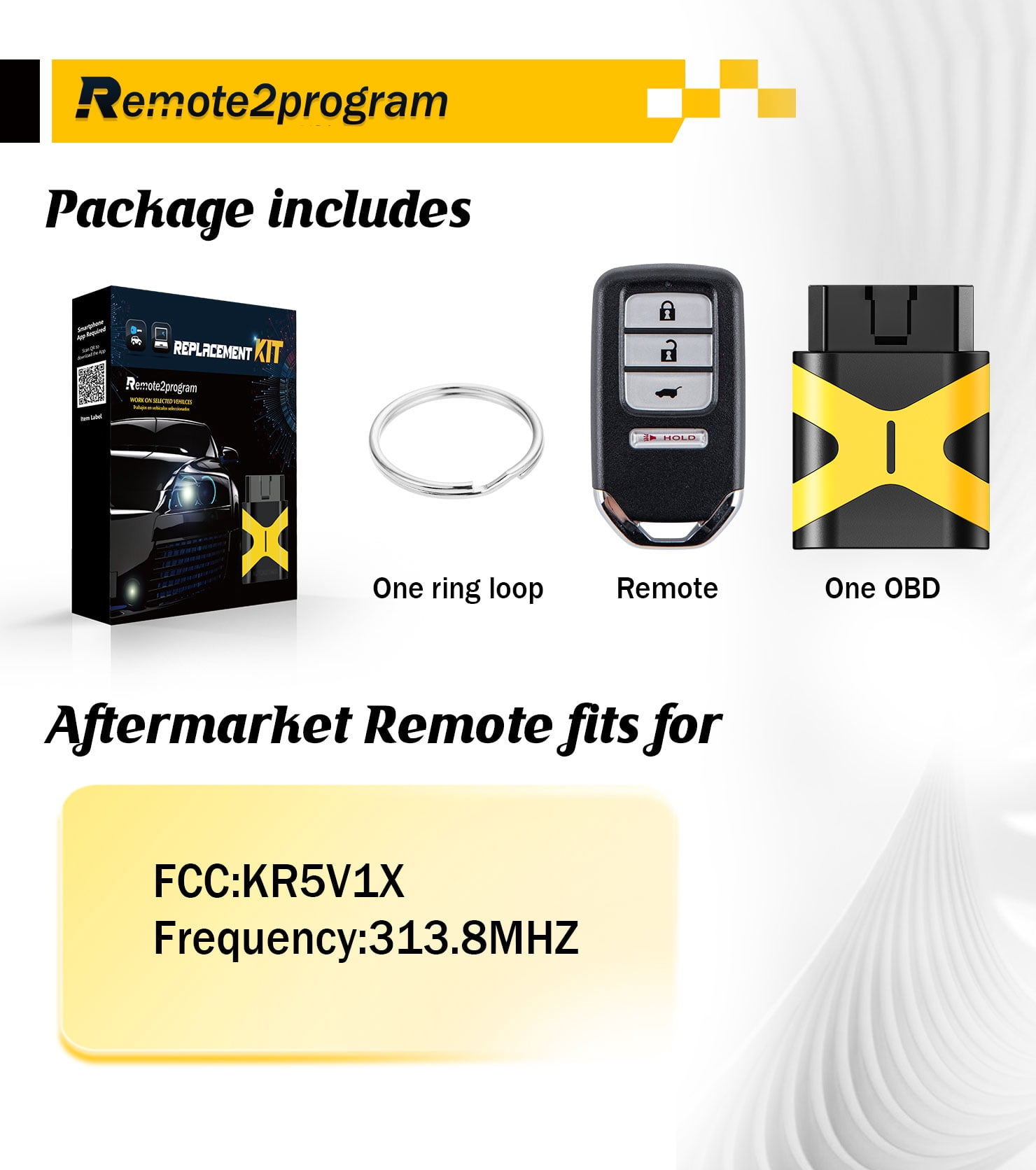 Acura Car Key Programmer Kit OBD Tool and Smart Keyless Entry Remote Replacement for 2016-2020 Honda HR-V with FCC: KR5V1X