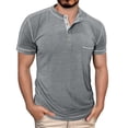 thumbnail image 1 of Hiiyo Men's Henley T-Shirt Solid Color Short Sleeve T Shirt, Grey, 1 of 6