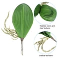 thumbnail image 4 of Uxcell Hojas de Orquídea Falsas de 4.4 pulgadas Tacto Real 5 Pétalos Hoja de Phalaenopsis Artificial Rama de Planta 2 Paquete Verde, 4 of 7