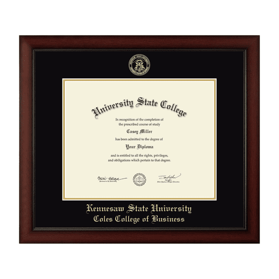 Framerly - KSU Business Diploma Frame with Black and Gold Mat