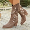 thumbnail image 4 of SACFOF Cowgirl Boots Women Chunky Heel Knee High Cowboy Boots Mid Calf with Chunky Heel Retro Embroidery Western Boots, 4 of 7