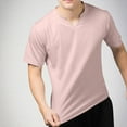 thumbnail image 2 of Hot days, bold styles SSAAVKUY Men's Notch T-Shirt, Soft Cotton Short Sleeve Slim Fit Basic Split V Neck T Shirts for Men Fitness Sports Tees Pink XXXL, 2 of 8