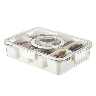 Divided Serving Tray with Lid Snackle Box Container with Drain