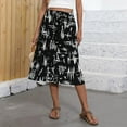 thumbnail image 4 of Huresd Skirts for Women Knee Length Boho Floral Skirt High Waist Flowy Skirt A-Line Midi Skirt With Pockets Dark Gray 2XL, 4 of 8