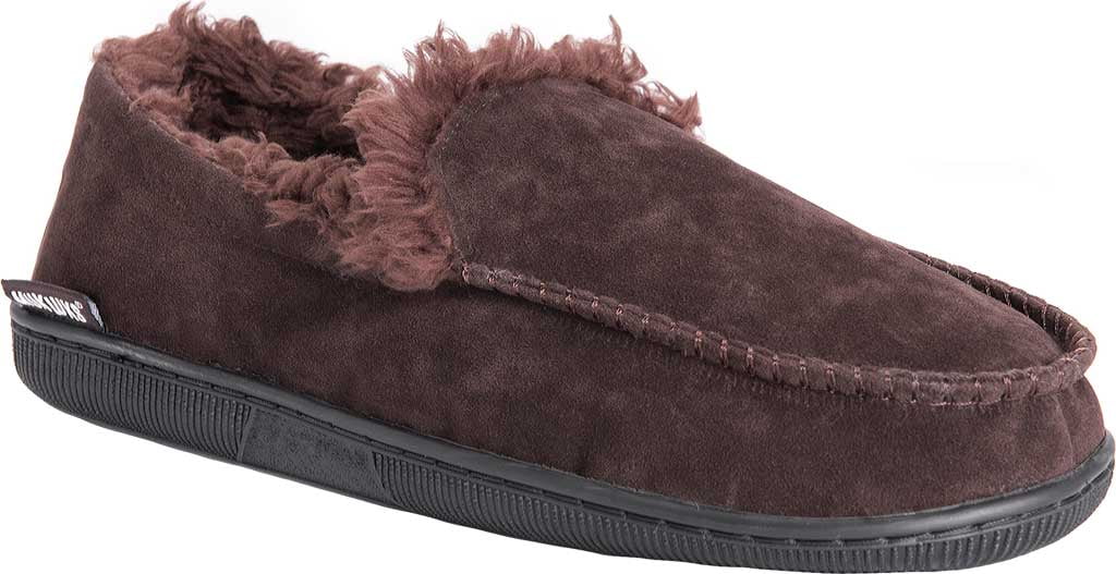 Muk Luks Men's Moccasin Slippers Brown Faux Leather Warm Large 12-13 New 